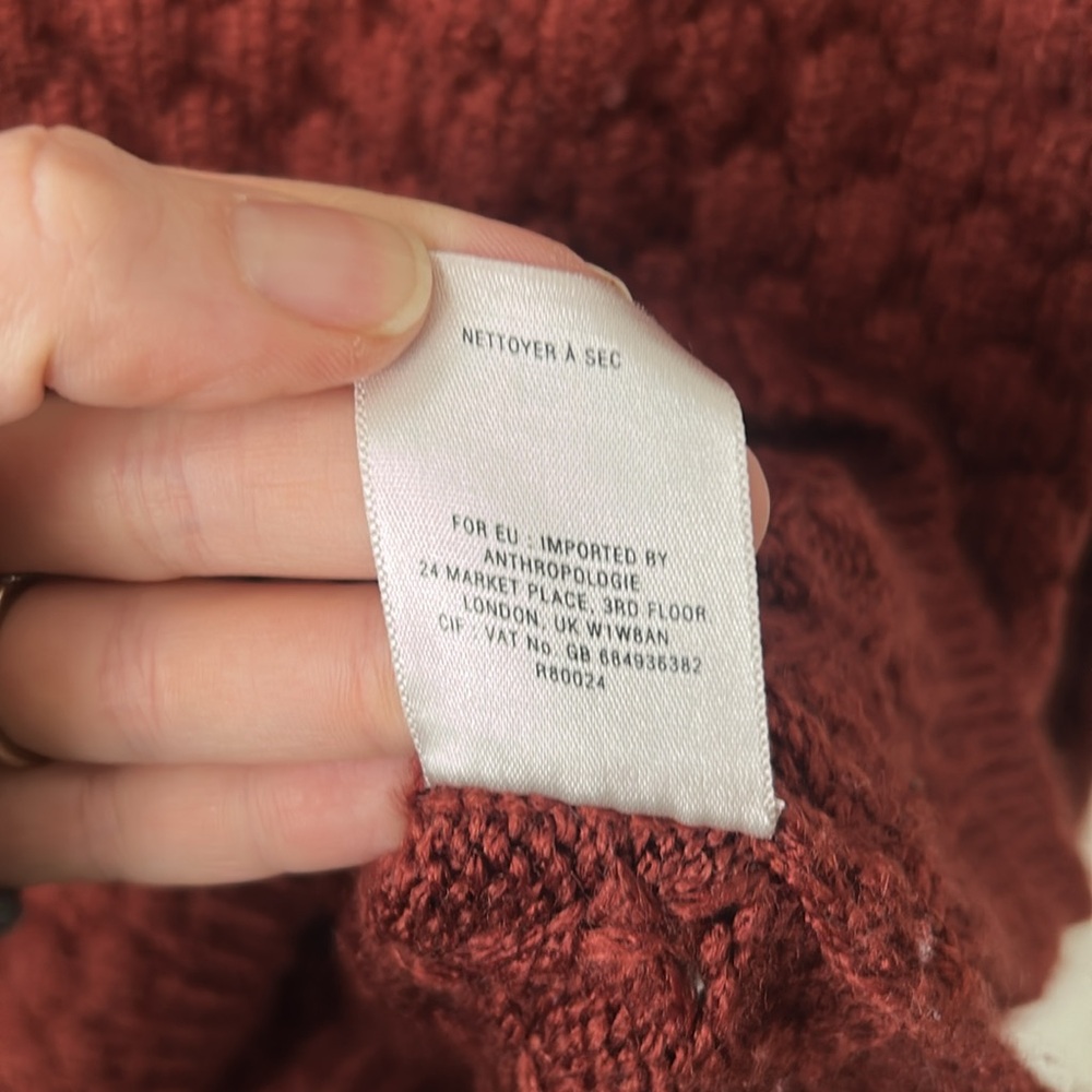 Anthropologie Field and Flower Maroon Textured Knit Sweater Size M - Picture 6 of 6